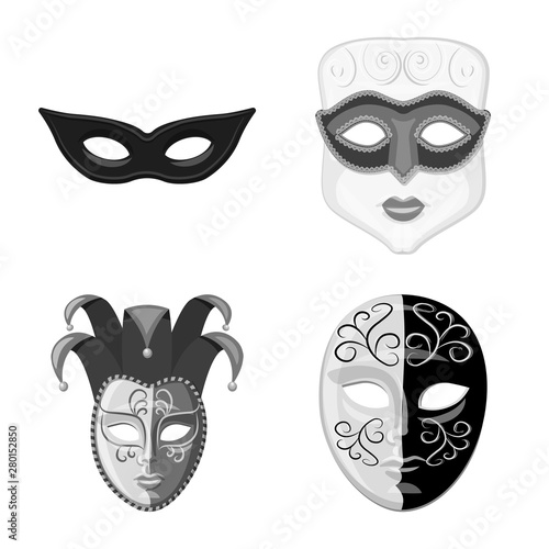 Vector design of Venezia and festival sign. Collection of Venezia and celebration stock symbol for web.
