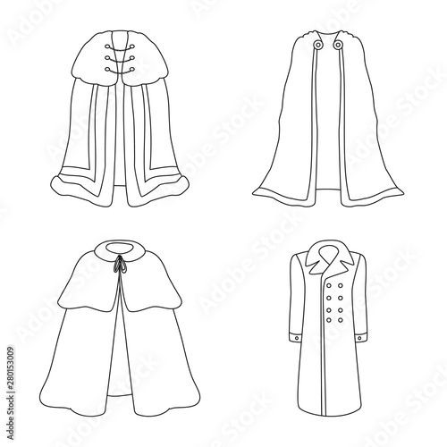 Isolated object of robe and garment sign. Set of robe and cloth vector icon for stock.