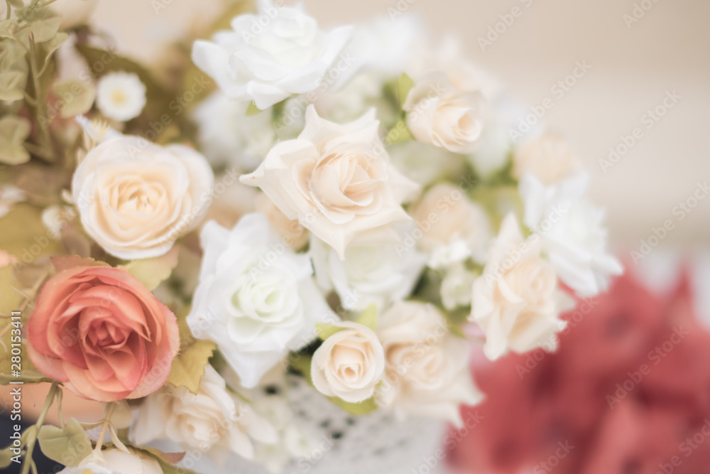 Rose Pink and white fake flower handmade sewing flowers ,Lot of artificial flowers in colorful composition Rose Pink and white fake flower handmade sewing flowers ,Lot of artificial flowers in colorful composition