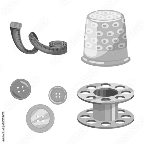 Isolated object of dressmaking and textile symbol. Set of dressmaking and handcraft stock symbol for web.