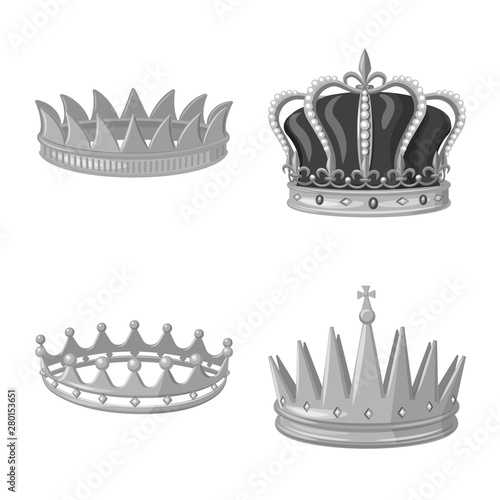 Vector illustration of jewel and vip logo. Collection of jewel and nobility vector icon for stock.