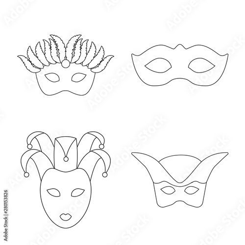 Vector illustration of masquerade and mystery sign. Set of masquerade and festival stock vector illustration.