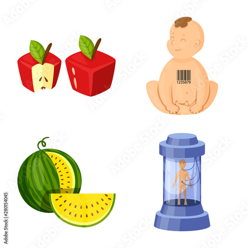 Vector design of modified and genetically logo. Set of modified and science stock symbol for web.
