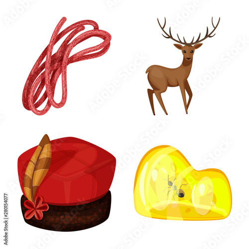 Vector design of poland and travel sign. Collection of poland and europe stock symbol for web.