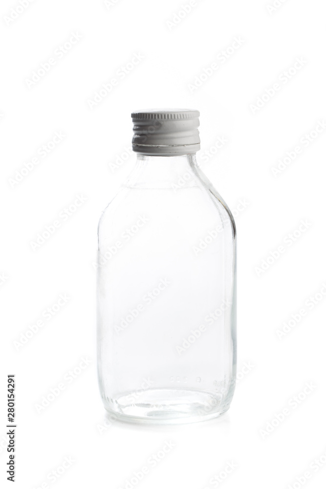 empty transparent glass bottle with screw cap. For medicine, syrup, pills, tabs. Packaging collection - Image empty transparent glass bottle with screw cap. For medicine, syrup, pills, tabs. Packaging collection - Image