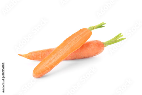 Tasty fresh carrot on white background