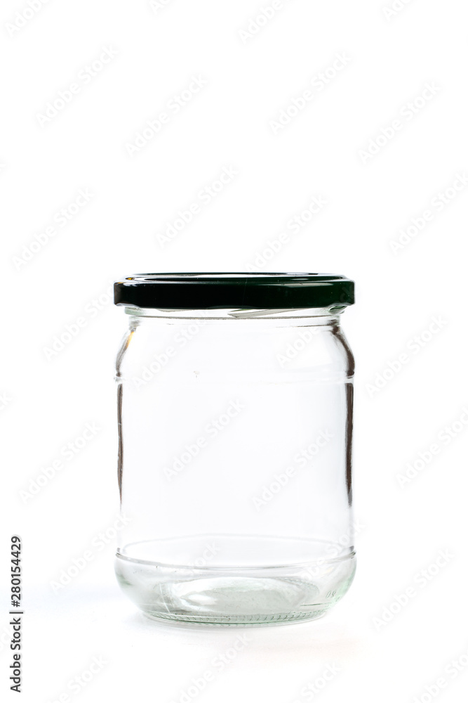 empty glass jar for conservation, isolated on white background - Image empty glass jar for conservation, isolated on white background - Image