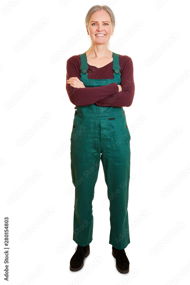 Frau als Gärtner in Arbeitskleidung Stock-Foto | Adobe Stock