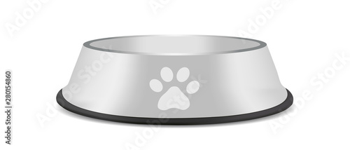 Pet Feeding Bowl On Black Rubber Base - Vector Illustration - Isoalted On White Background