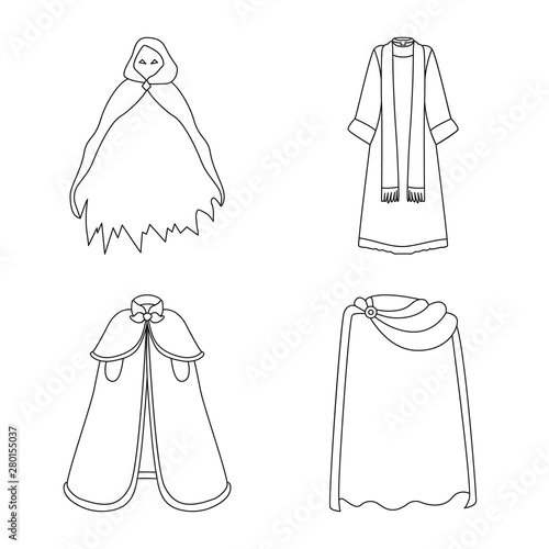 Isolated object of robe and garment symbol. Collection of robe and cloth stock symbol for web.