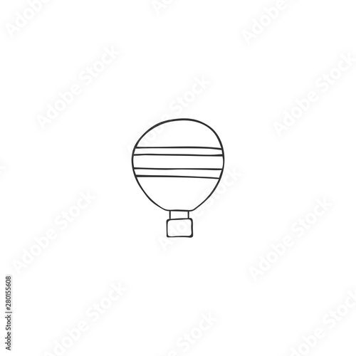 A logo element for sky sports theme. Hand drawn vector icon, a hot air balloon.