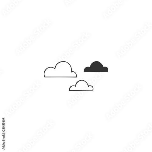 Hand drawn vector icon, clouds in the sky. Minimal logo template.