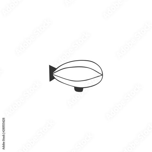 A logo element for sky sports theme. Vector hand drawn icon, an airship.