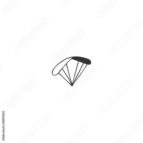 Hand drawn vector icon. Sky sports logo element, paragliding.