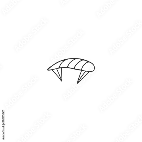Hand drawn vector icon. Paragliding, sky sports logo element.