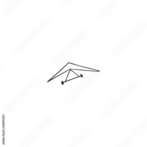 Hand drawn vector isolated icon. Hang gliding, sky sports logo element.