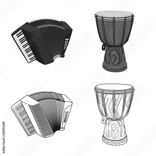 Vector design of music and tune icon. Collection of music and tool stock vector illustration.