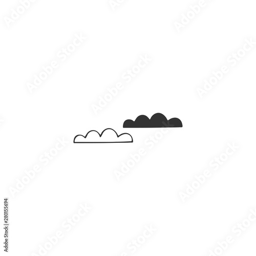 Minimal logo elements. Hand drawn vector icon, clouds in the sky.