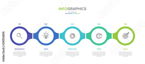 Vector infographic label template with icons. 5 options or steps. Infographics for business concept. Can be used for info graphics, flow charts, presentations, web sites, banners, printed materials.