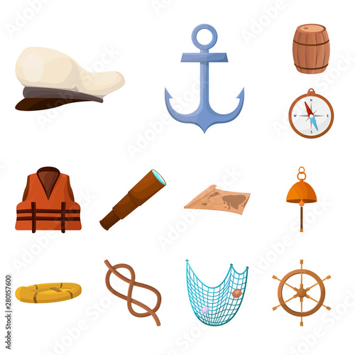 Vector design of adventure and sea symbol. Set of adventure and travel vector icon for stock.