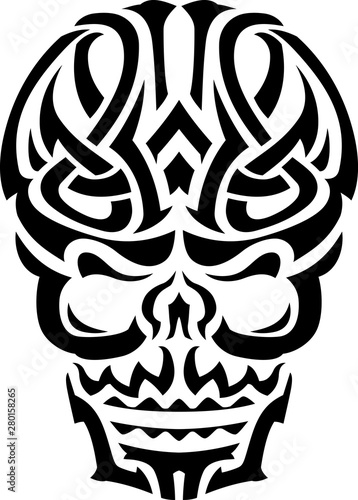 Stylized Celtic Skull, Line Art Illustration