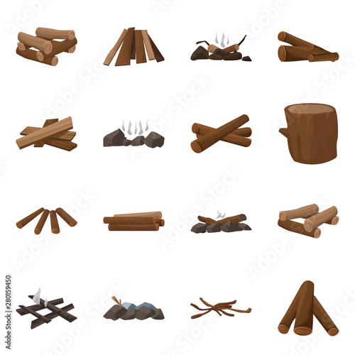 Vector illustration of timber and nature logo. Set of timber and construction stock symbol for web.