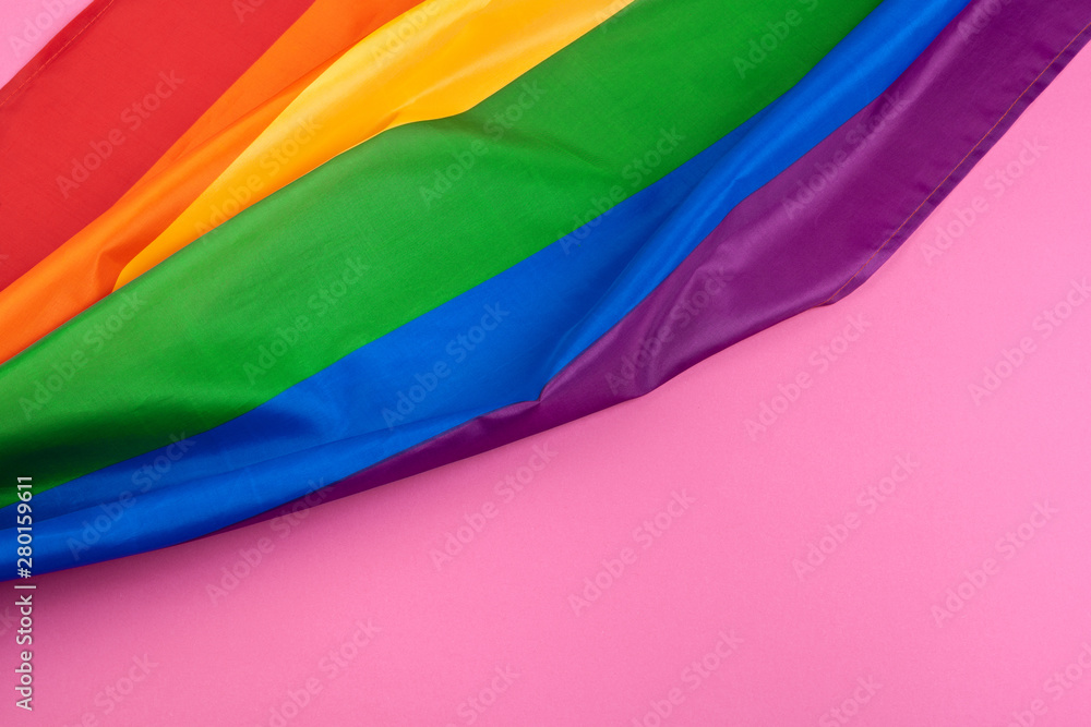 Obraz premium Fabric texture of gay rainbow flag close up