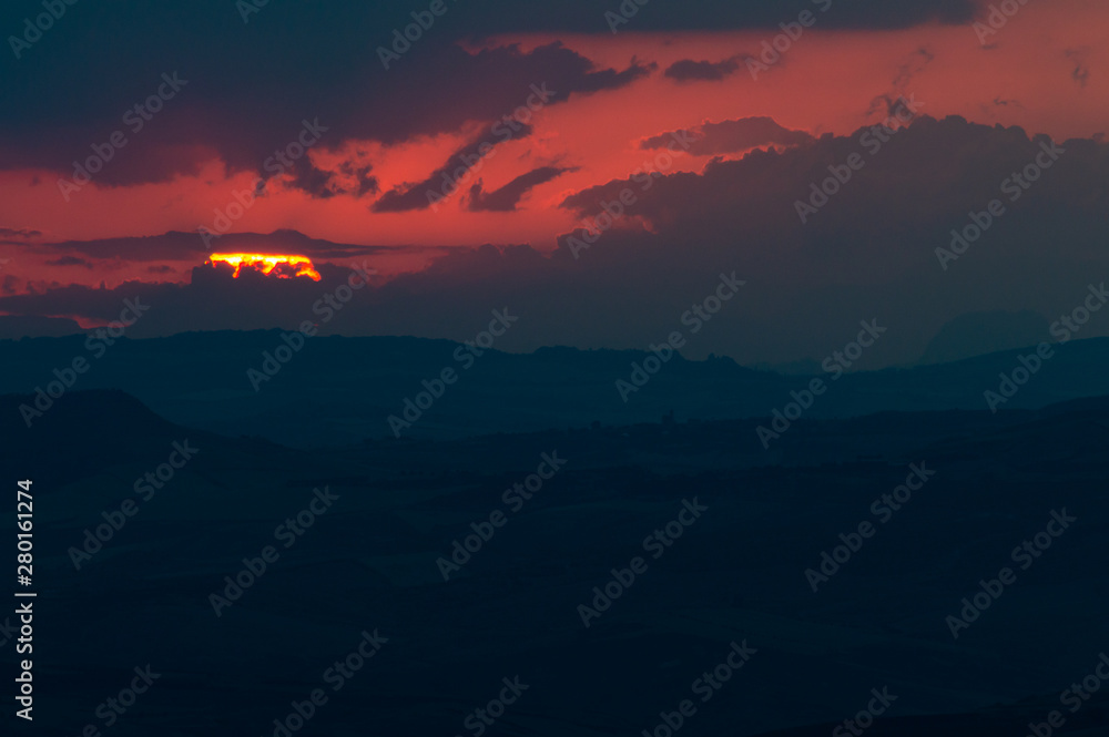 Wonderful Sunset in the Clouds, Mazzarino, Caltanissetta, Sicily, Italy, Europe Wonderful Sunset in the Clouds, Mazzarino, Caltanissetta, Sicily, Italy, Europe