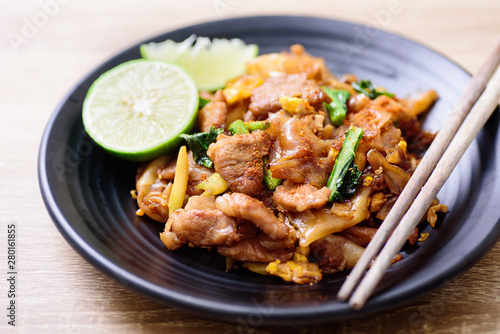 Thai food, stir fried rice noodle in soy sauce (Pad See Ew)
