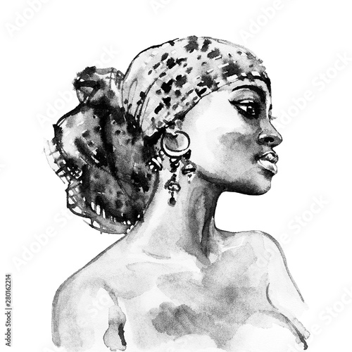 Watercolor fashion portrait