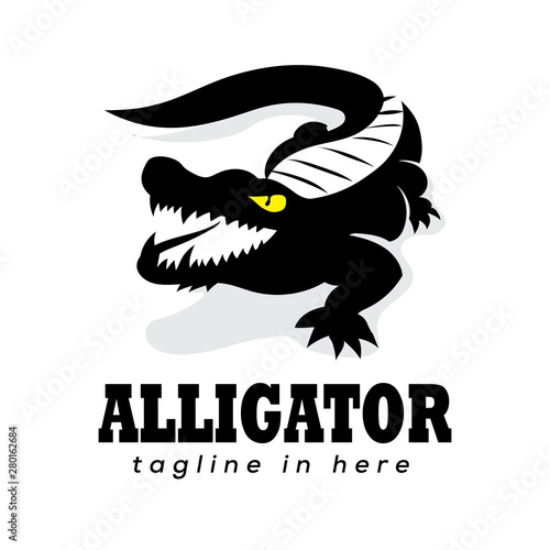 simple ferocious crocodile art logo design inspiration
