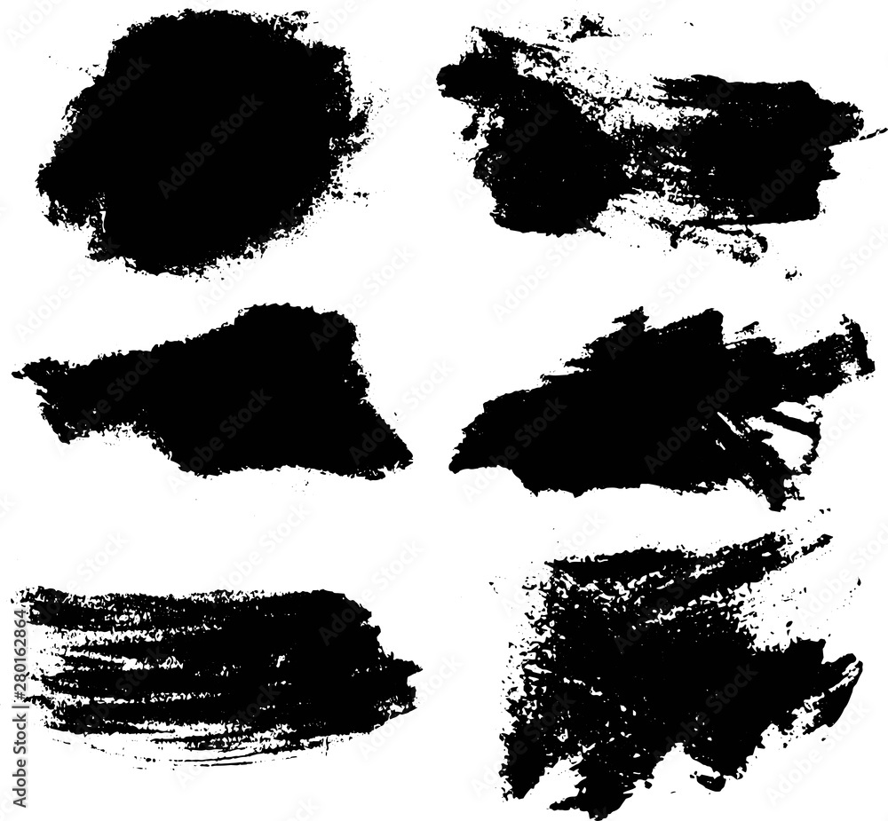 Black paint brush strokes, dirty inked grunge art brushes. Creative sketch brush stroke, illustration of brush stain line Black paint brush strokes, dirty inked grunge art brushes. Creative sketch brush stroke, illustration of brush stain line