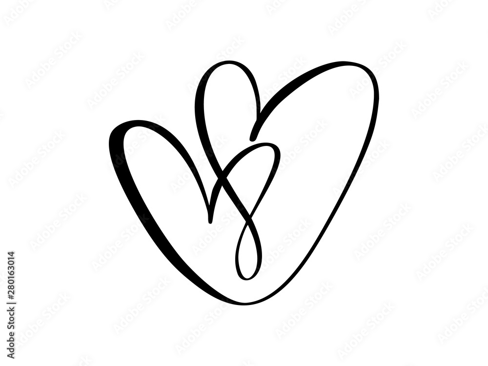 Two vector black hearts sign. Icon on white background. Illustration romantic symbol linked, join, love, passion and wedding. Template for t shirt, card, poster. Design flat element of valentine day Two vector black hearts sign. Icon on white background. Illustration romantic symbol linked, join, love, passion and wedding. Template for t shirt, card, poster. Design flat element of valentine day