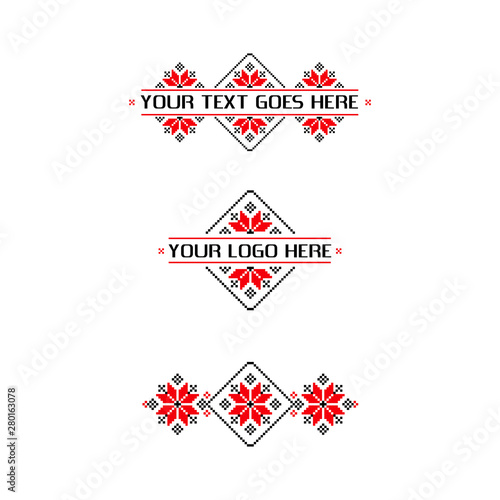 Bulgarian embroidery. Bulgarian pattern logo concept. Bulgarian and slavic ornaments. Pixel art. Pixel pattern.