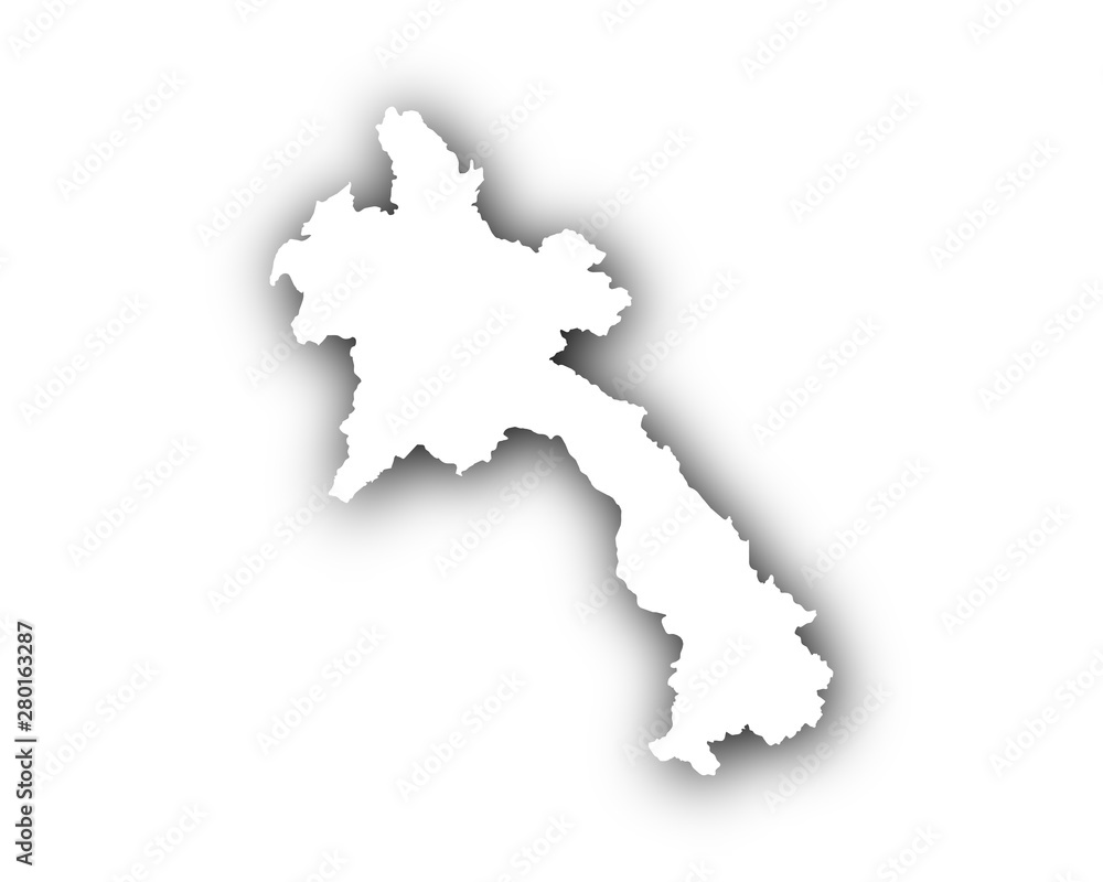 Fototapeta premium Karte von Laos mit Schatten