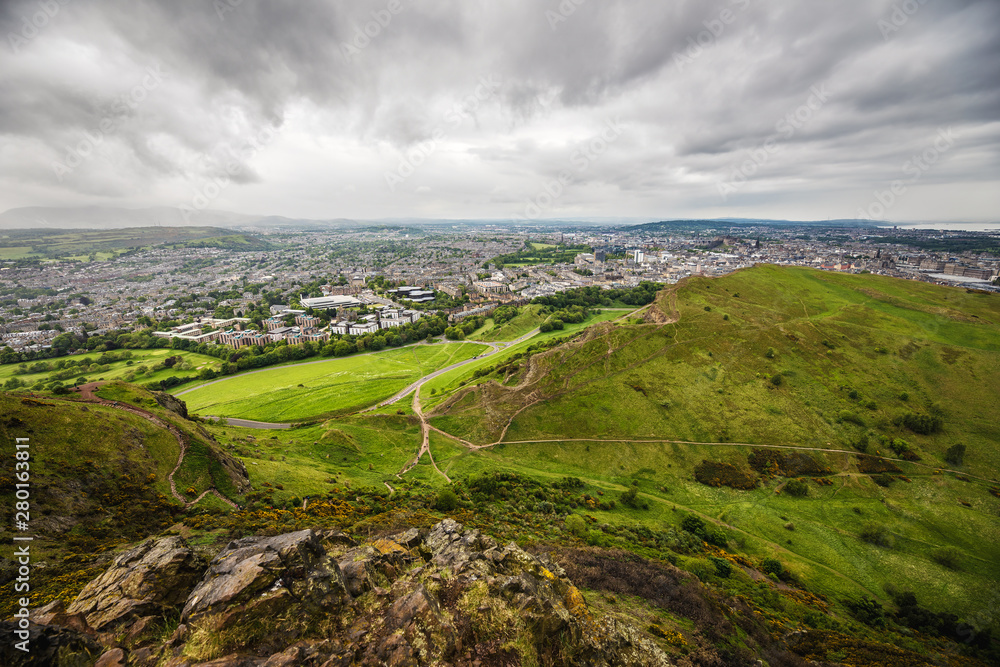 Arthur's Seat peak of the group of hills in Edinburgh, Scotland.