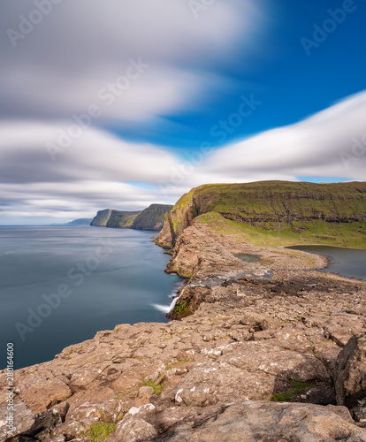 Bosdalafossur waterfall vertical composition ultra long exposure, Faroe Islands photo