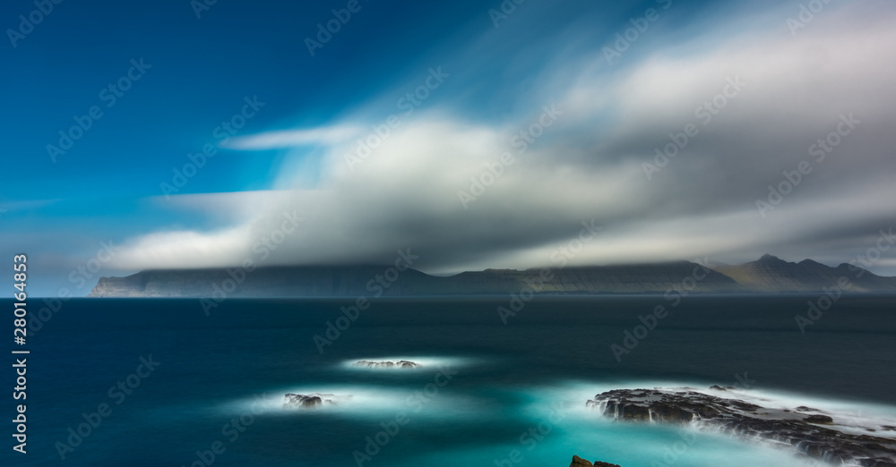 Spectacular long exposure of Faroe islands and ocean