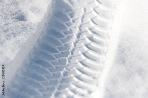 snow track, winter, ice, white, closeup.