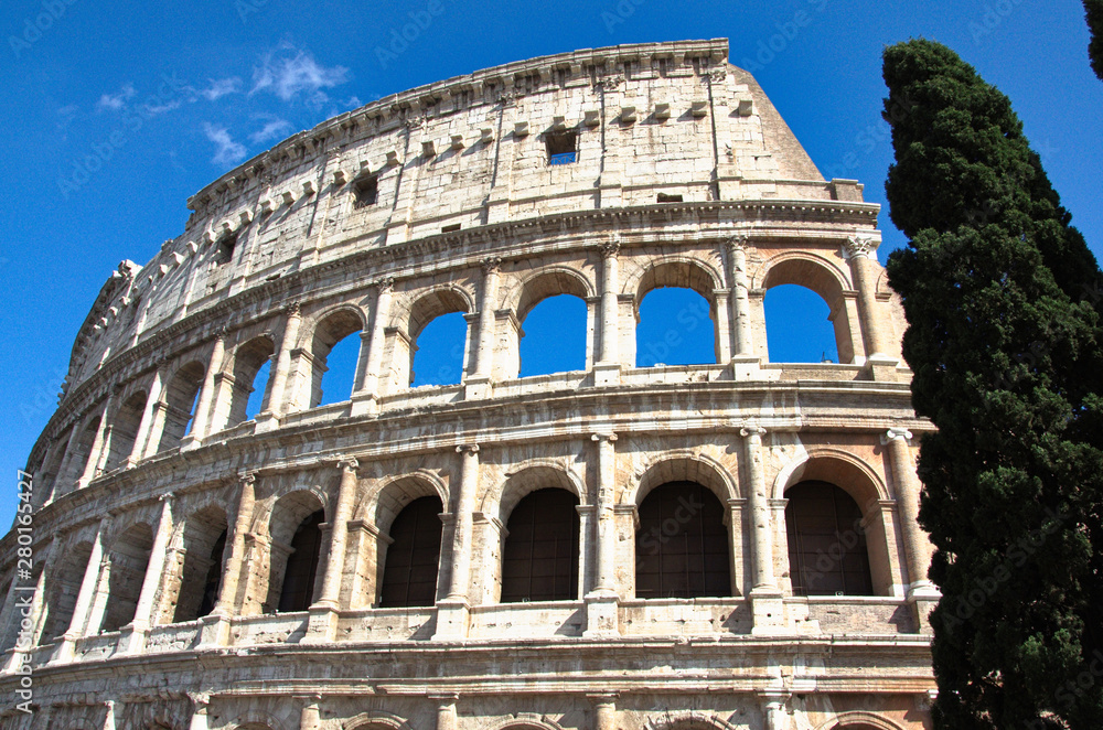 Colosseum in Rome, also known as the Flavian Amphitheatre. Famous world landmark. Italy