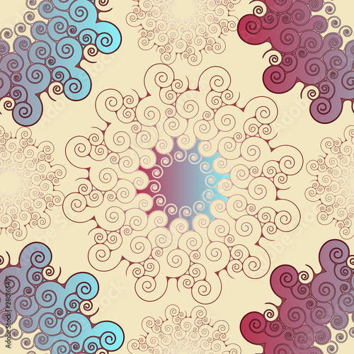 spiral mandalas seamless ivory blue purple