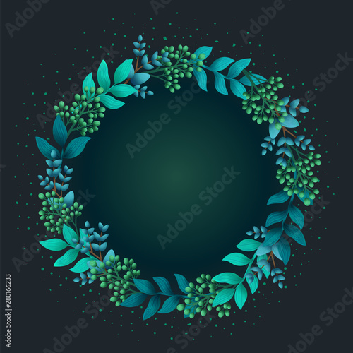 Herbal pre-made composition. Round wreath with leaves and branches. Summer wi...