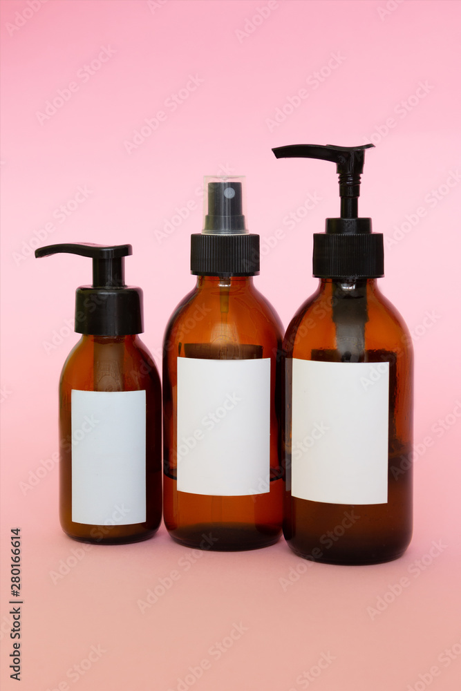 Cosmetic bottles with blank labels Cosmetic bottles with blank labels