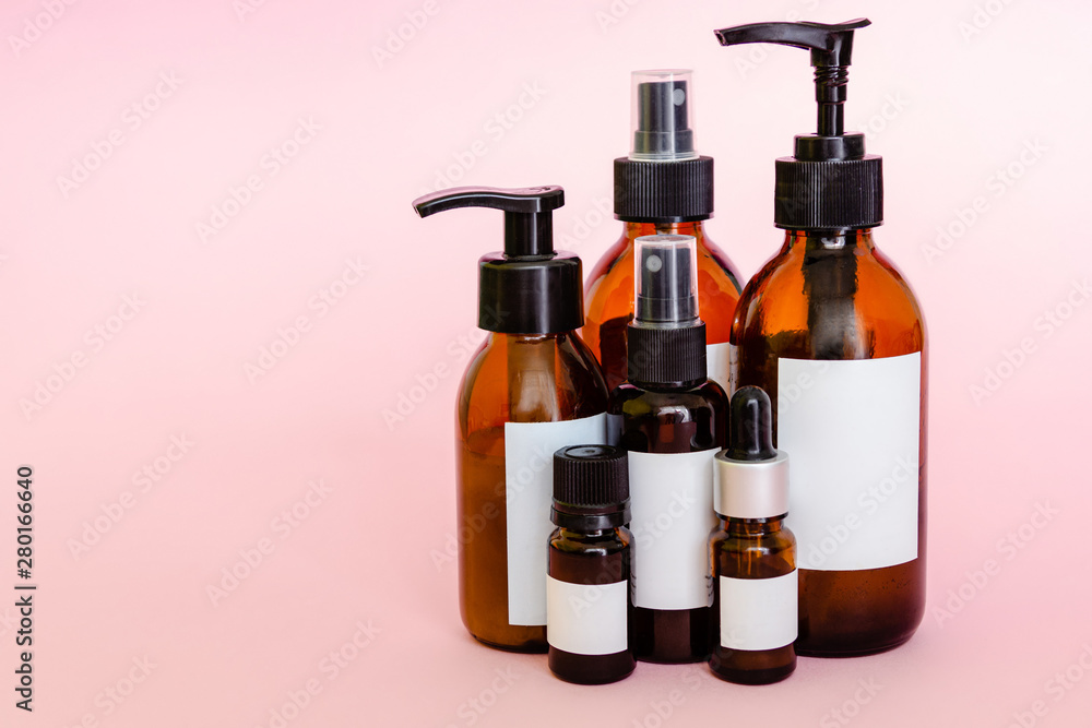 Cosmetic bottles with blank labels Cosmetic bottles with blank labels
