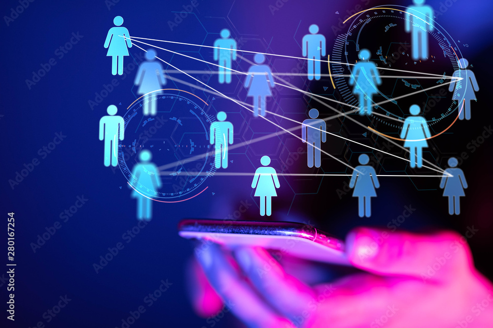 Fototapeta premium Social network background . Mixed media