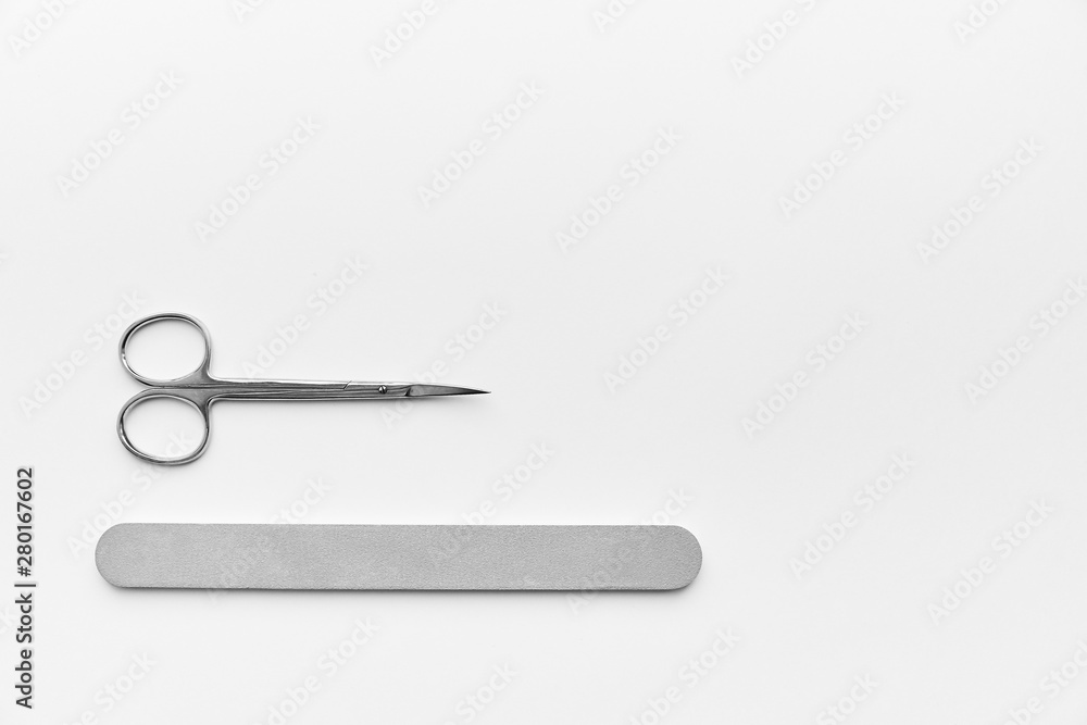 scissors and nail file. manicure. personal care. scissors and nail file. manicure. personal care.