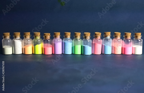 Multicolored powder paints. Paints in the form