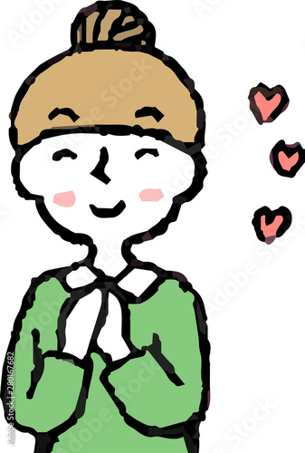 Illustration of a Upper body of woman face and pose