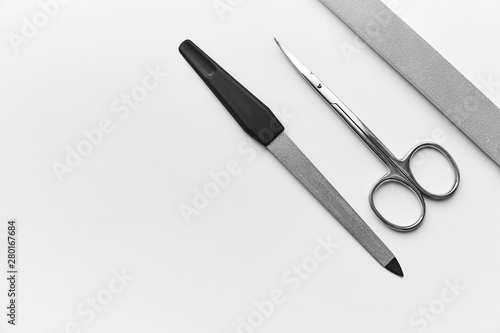 scissors and nail file. manicure. personal care.