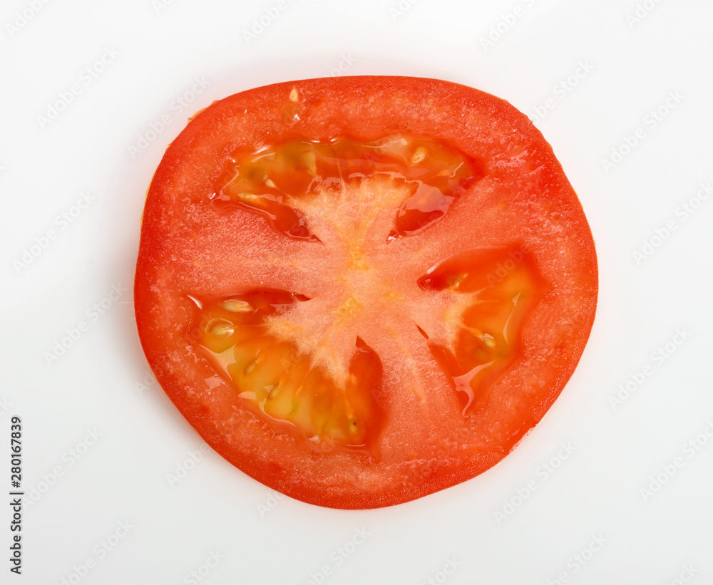 slice of tomato isolated on white background slice of tomato isolated on white background